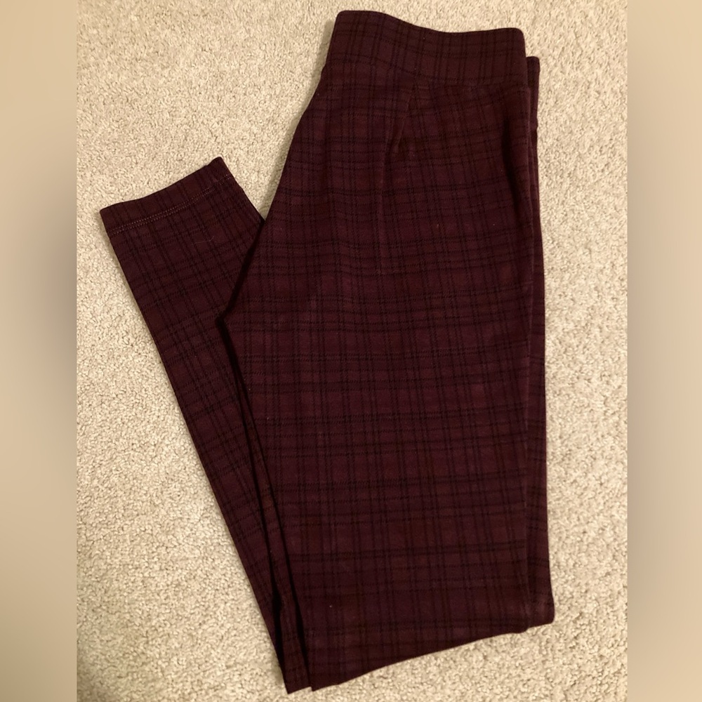 Loft Maroon Plaid Leggings